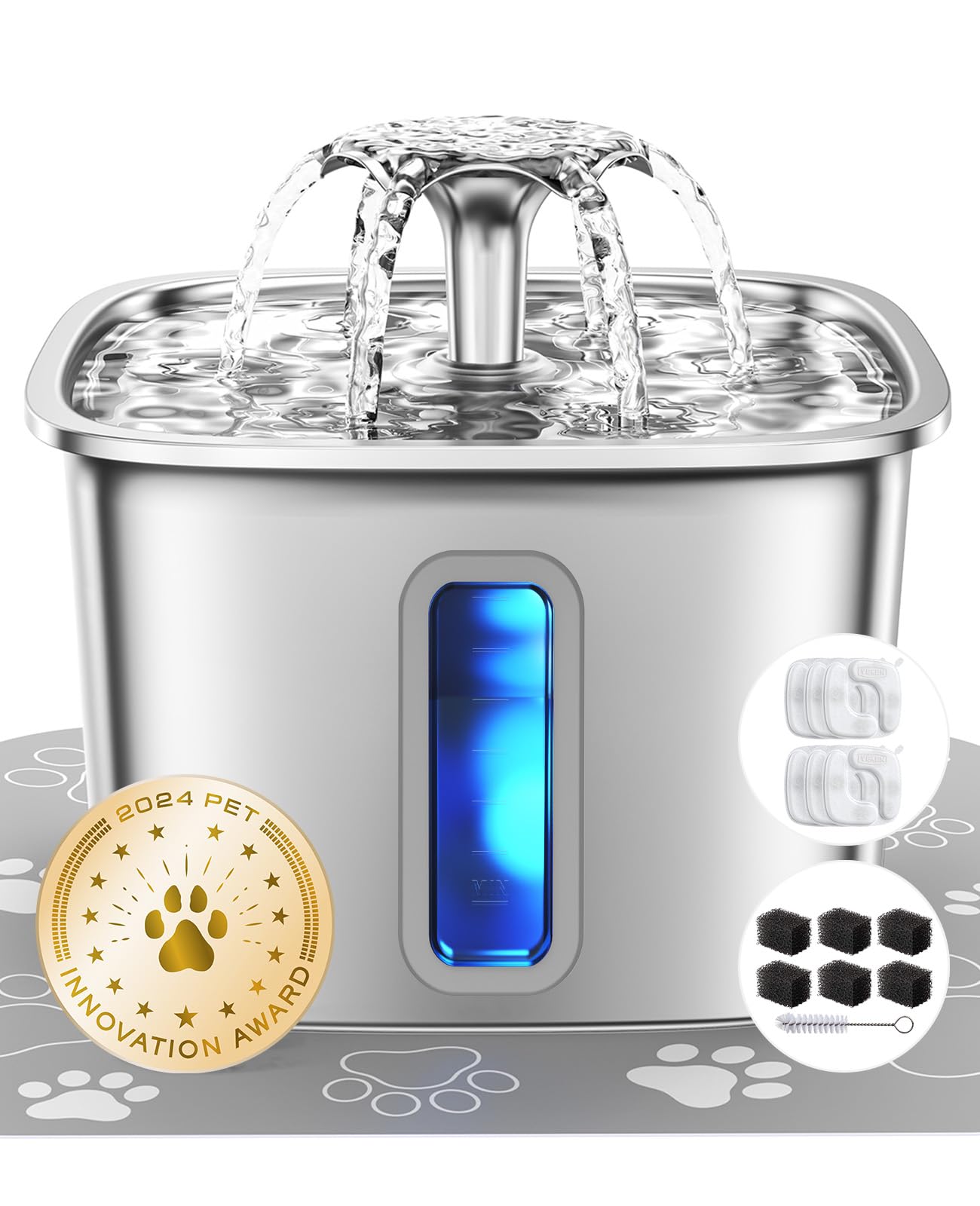 Stainless Steel Cat Water Fountain with Fresh Flow