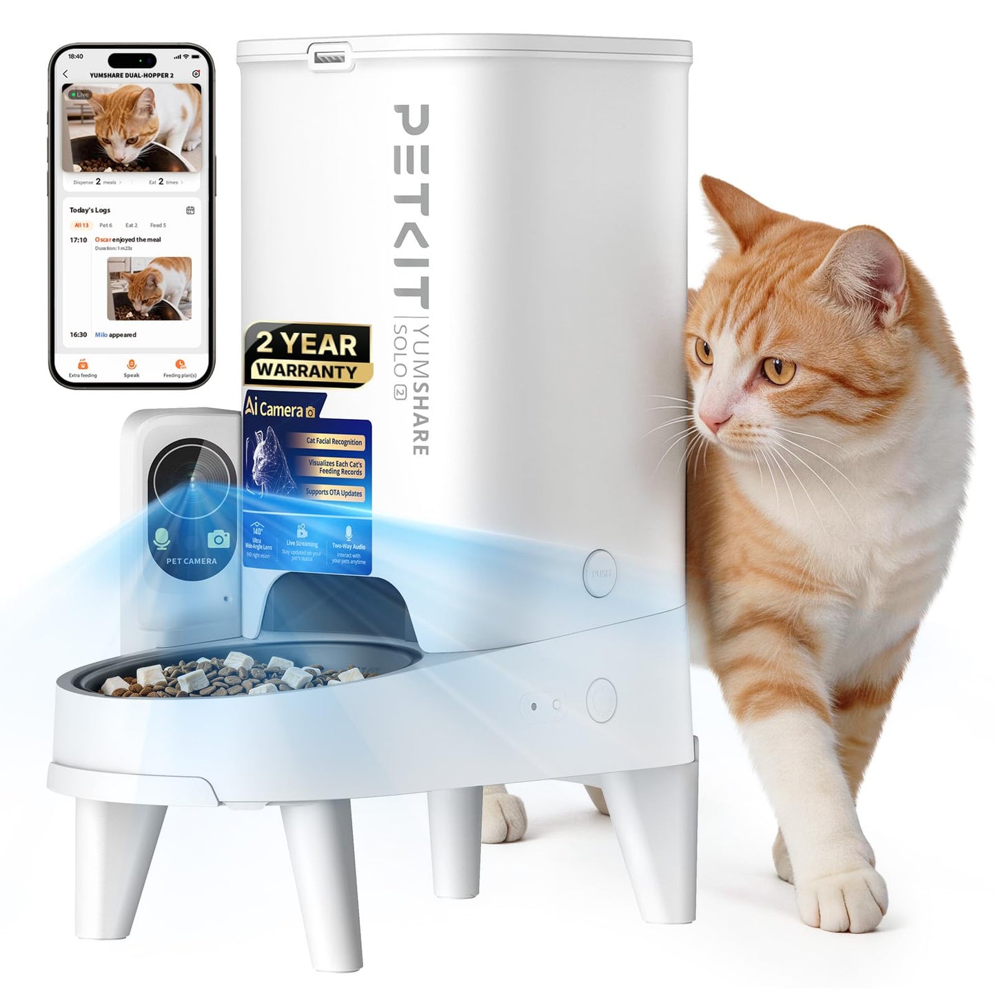Automatic Pet Feeder with Camera and Multi-Pet ID