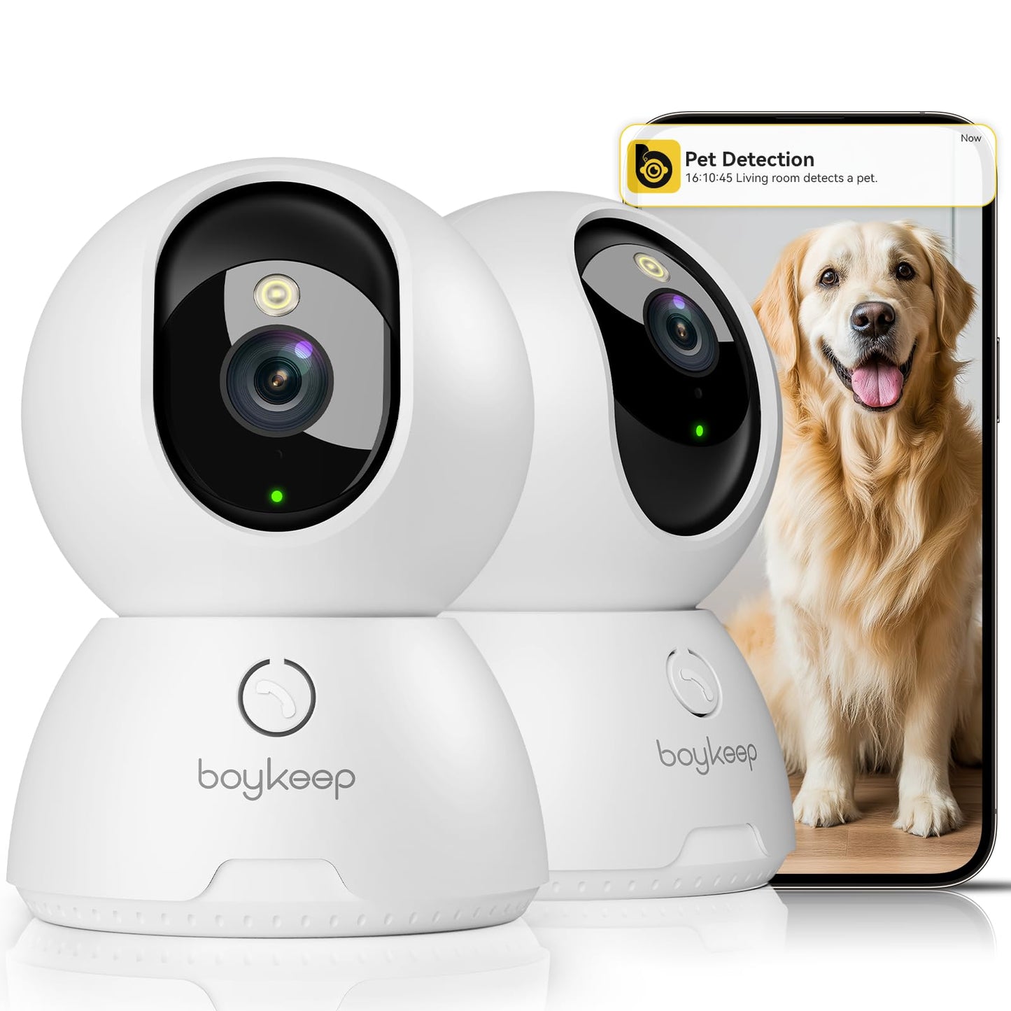 2K Pet Camera with Night Vision and Two-Way Audio