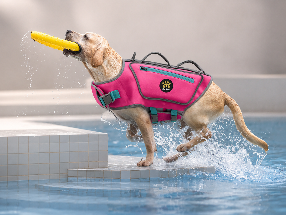 Front Float Dog Life Jacket with Chin Support & Rescue Handle