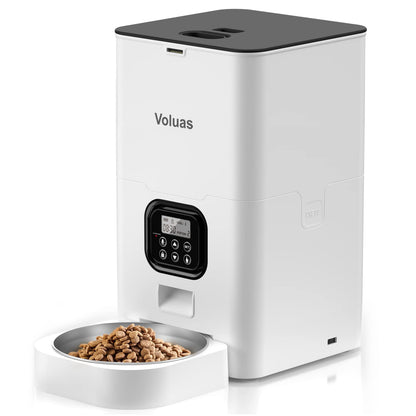 VOLUAS Automatic Cat Feeder, Timed Dry Food Dispenser for Cats & Dogs