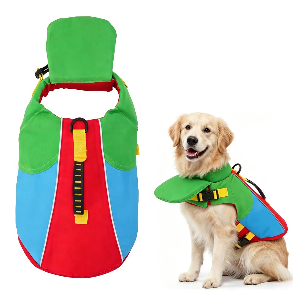 Dog Life Jacket with Chin Float and Head Support