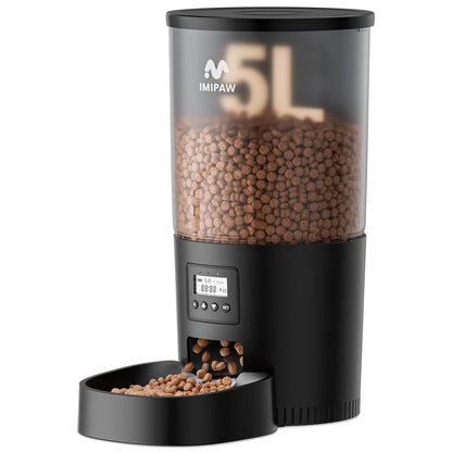 IMIPAW Automatic Cat Feeders, 3L Timed Cat Dry Food Dispenser, Dual Power Supply, Programmable Portion Size, 1-6 Meals Per Day, Auto Pet Feeder for Cats and Small Dogs