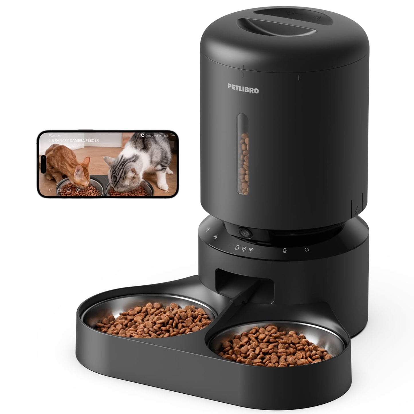 Automatic Pet Feeder with Dual Stainless Steel Bowls