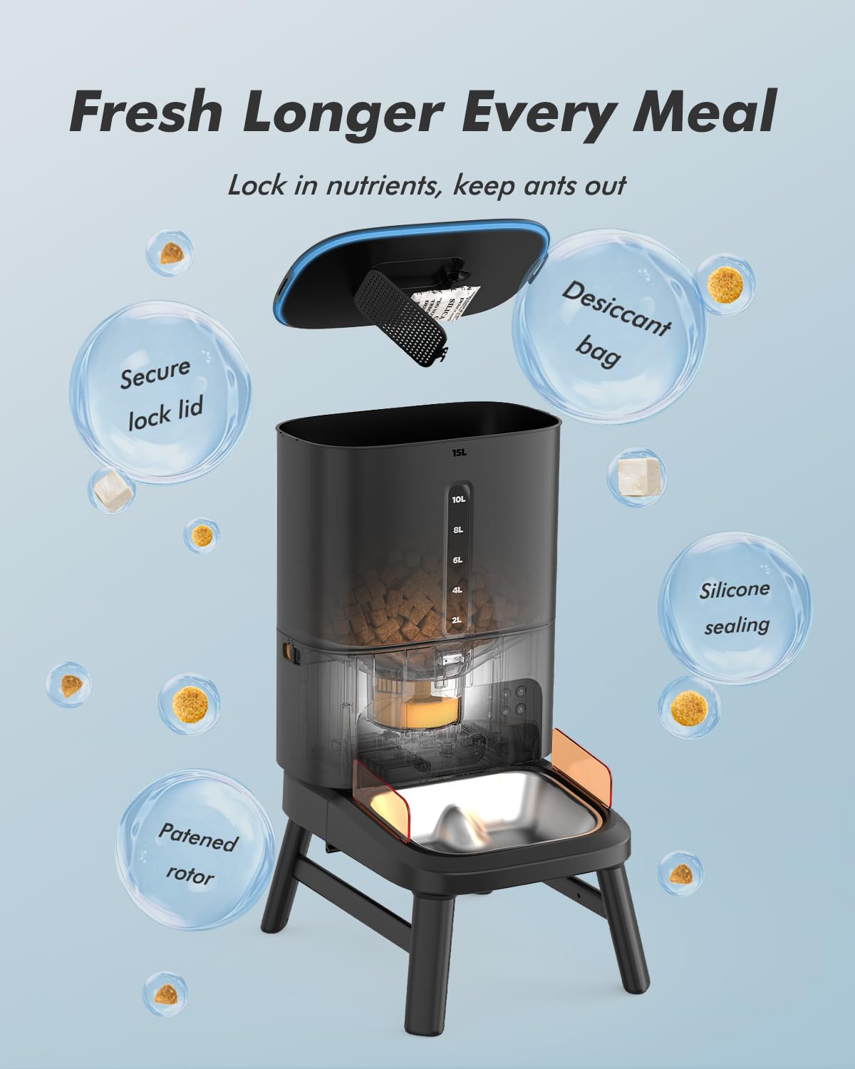 Automatic Dog Feeder with 15L Large Capacity