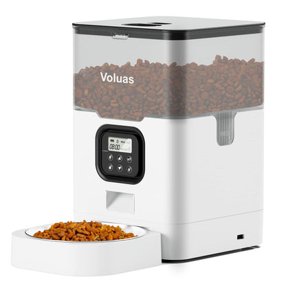 VOLUAS Automatic Cat Feeder, Timed Dry Food Dispenser for Cats & Dogs