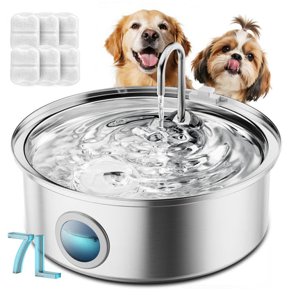 Dog Water Fountain with 7L Large Capacity