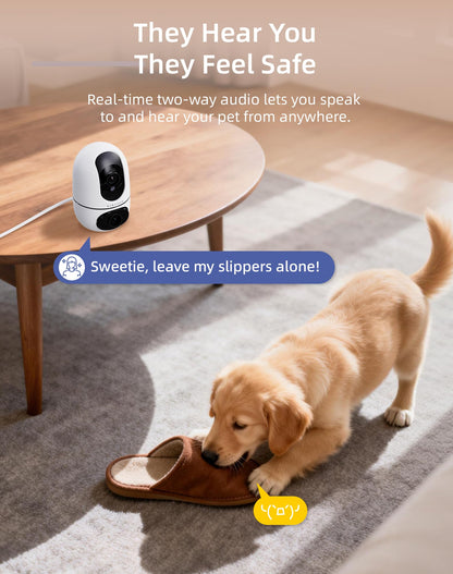 Dual-Lens Pet Camera with Smart Indoor Monitoring