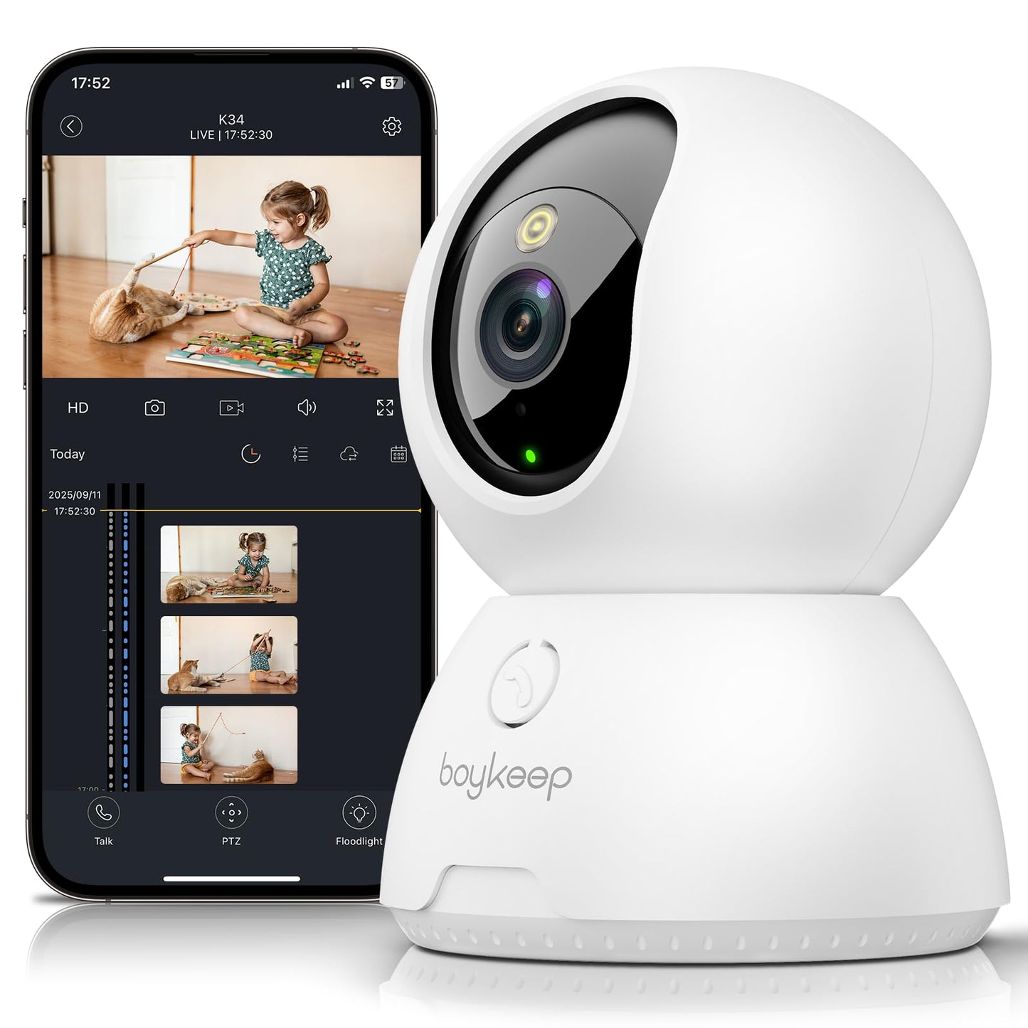 2K Pet Camera with Night Vision and Two-Way Audio