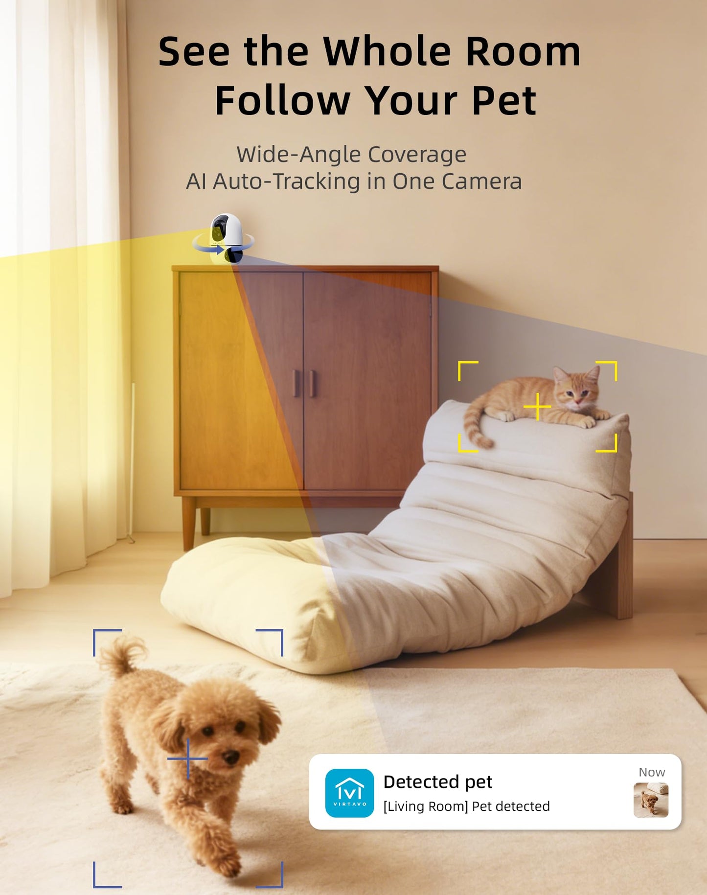 Dual-Lens Pet Camera with Smart Indoor Monitoring
