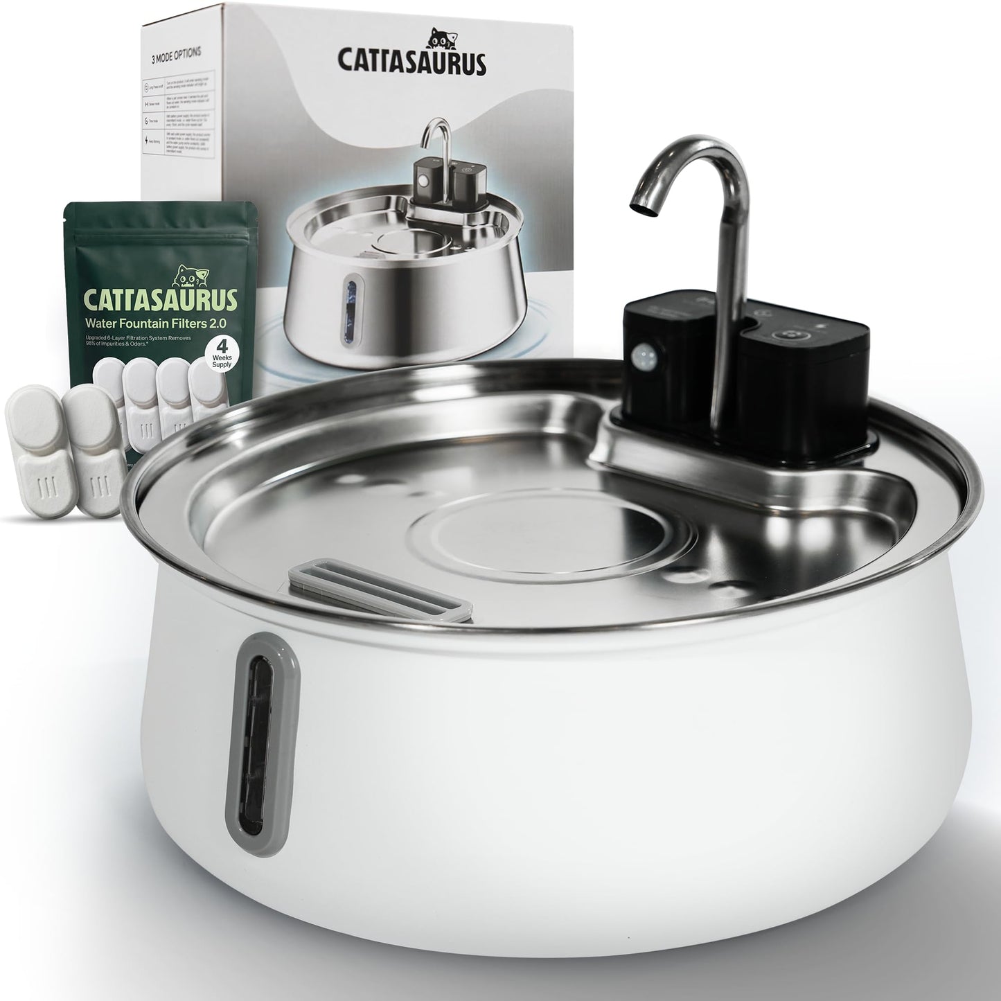 Stainless Steel Cat Water Fountain with Filtration