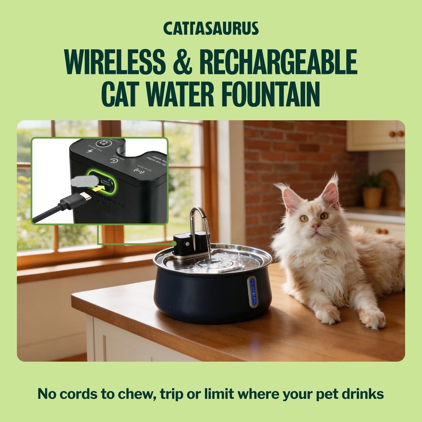 Stainless Steel Cat Water Fountain with Filtration