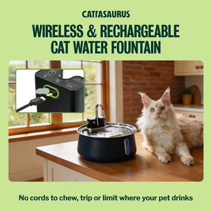 Stainless Steel Cat Water Fountain with Filtration