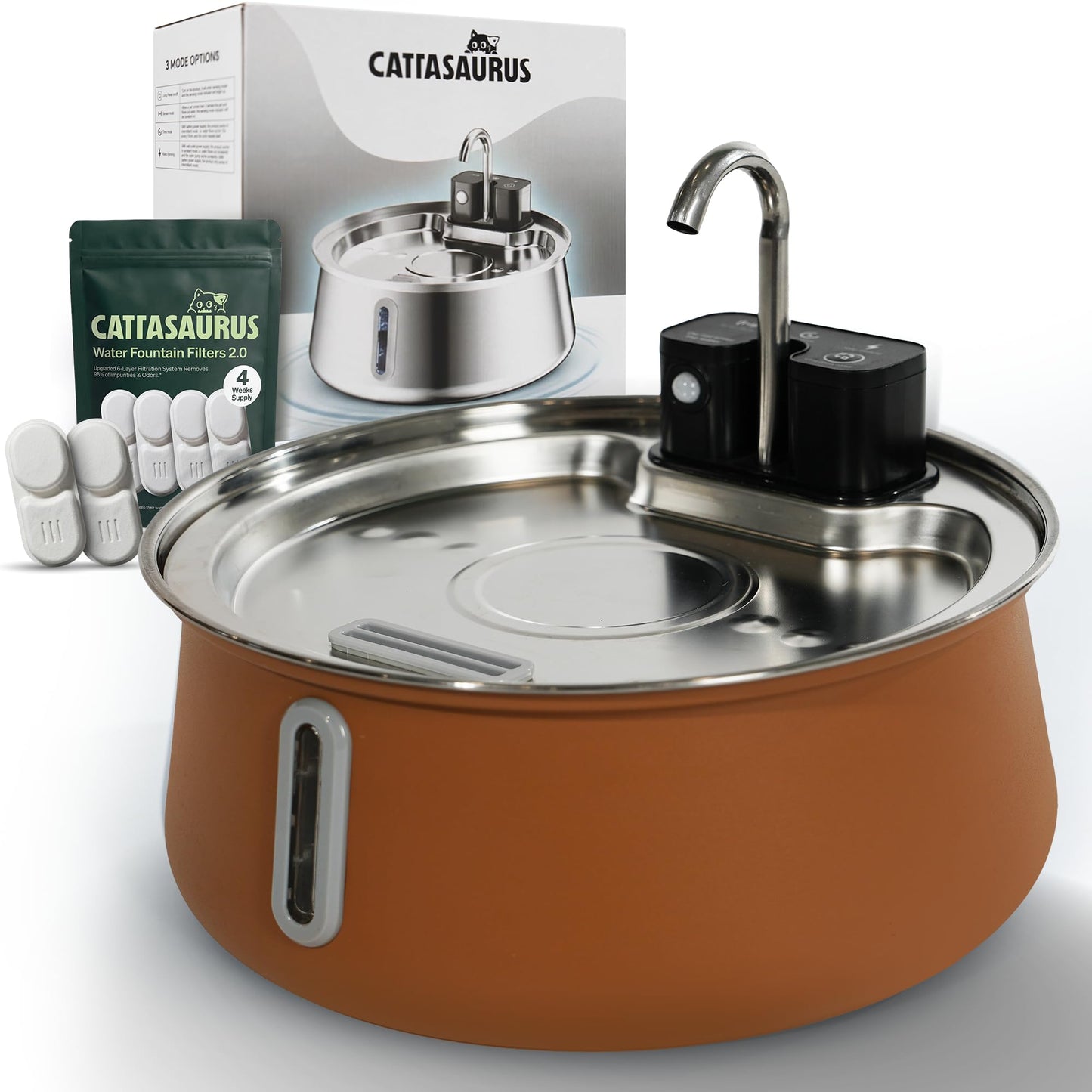 Stainless Steel Cat Water Fountain with Filtration