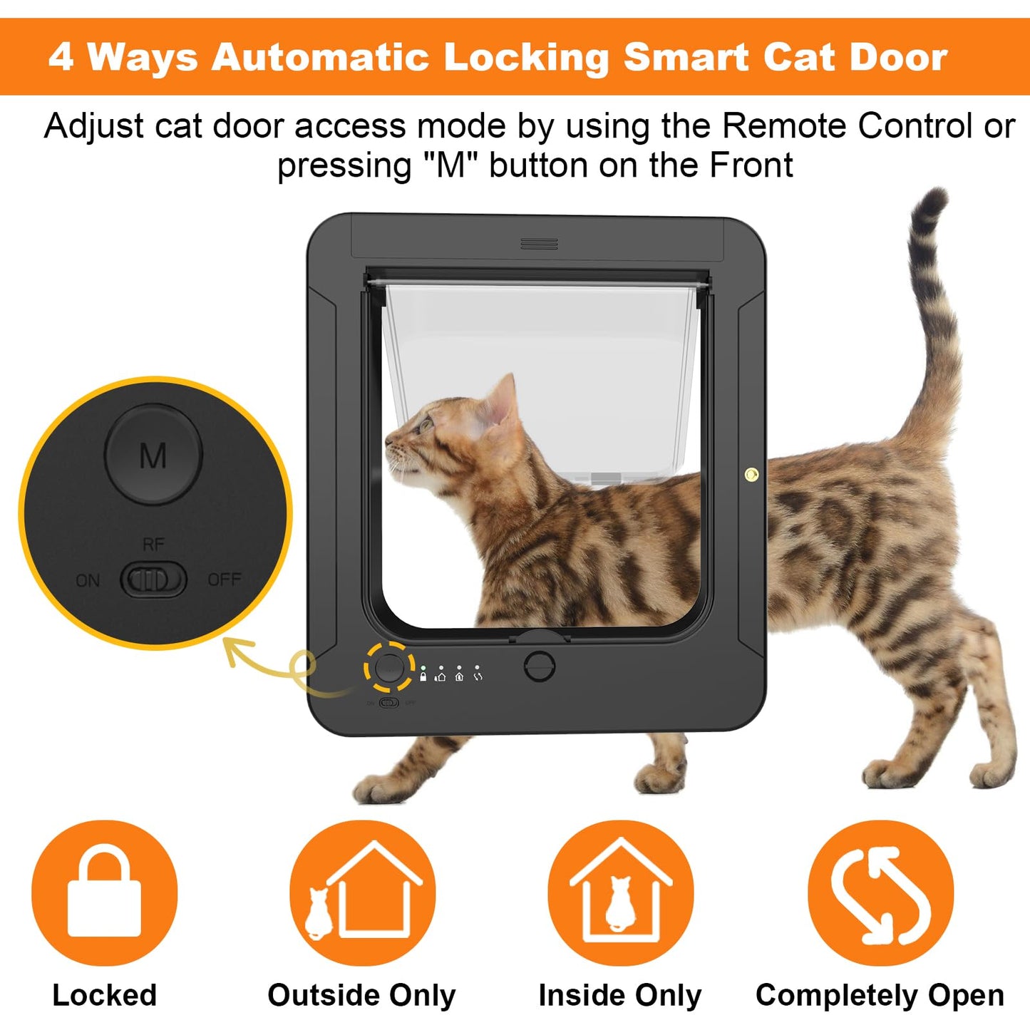 Smart Cat Door with RFID Collar Access and 4-Way Lock