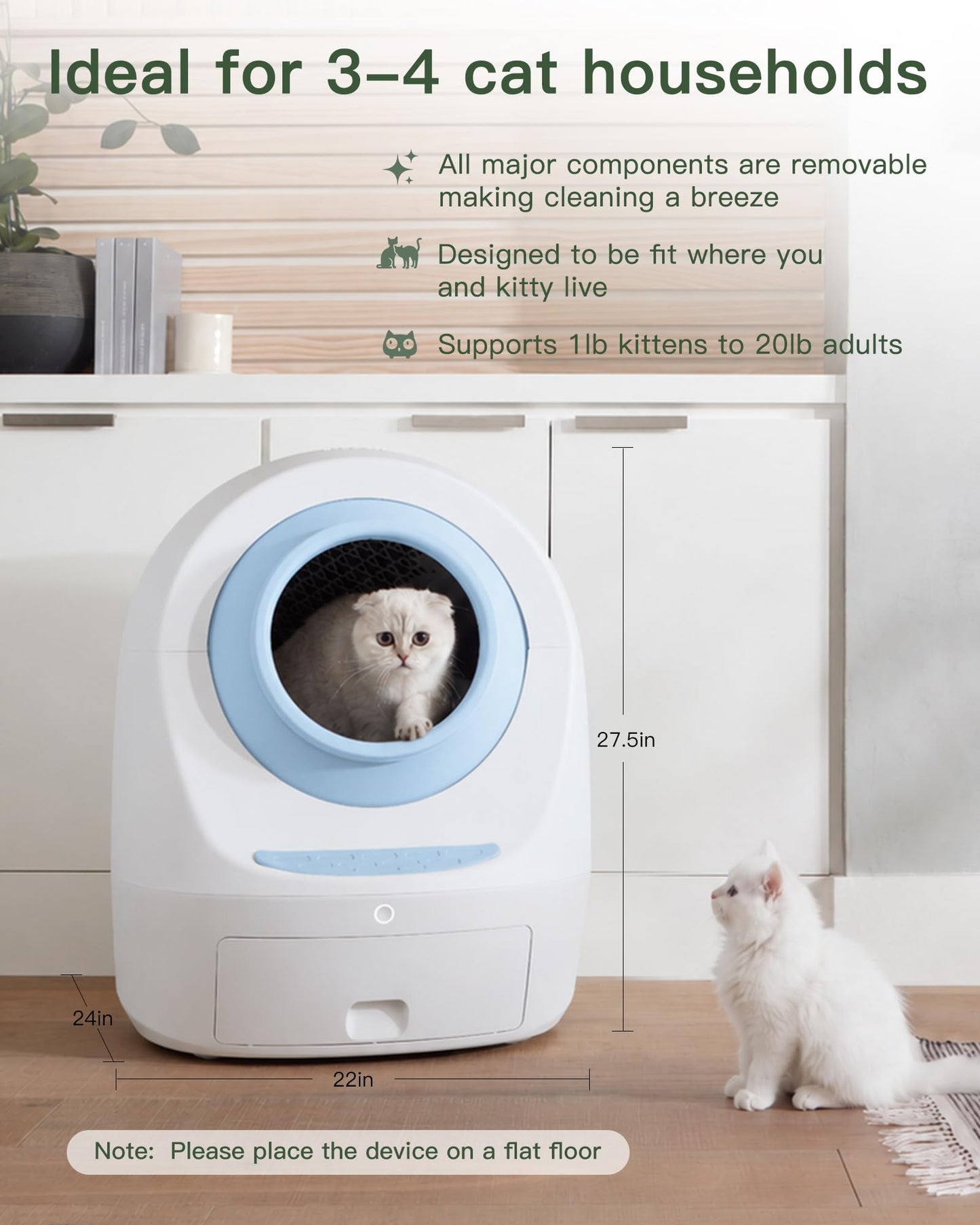 Self-Cleaning Litter Box with Odor Control and UV