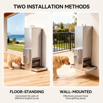Automatic Dog Feeder with Dual Stainless Steel Trays