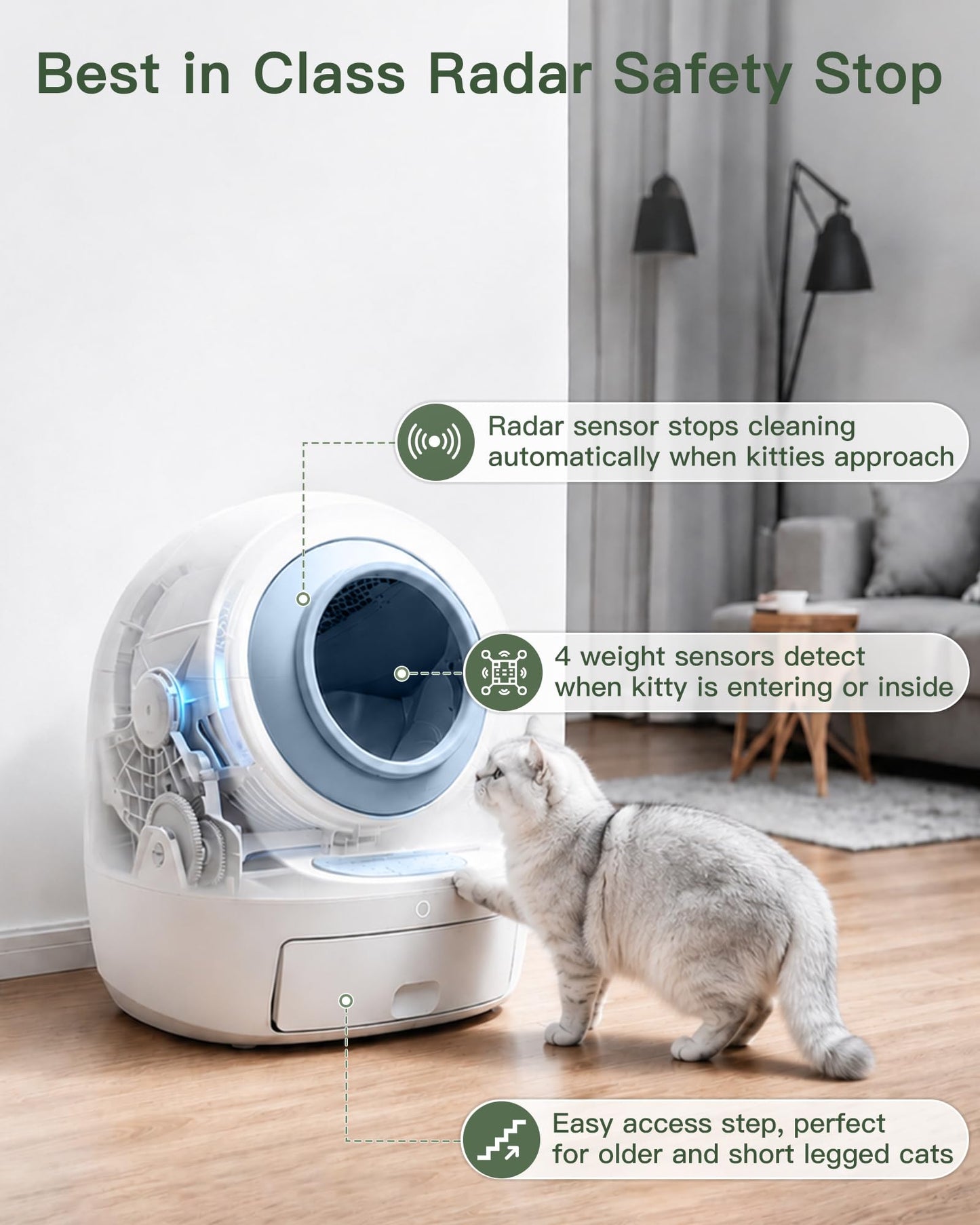 Self-Cleaning Litter Box with Odor Control and UV