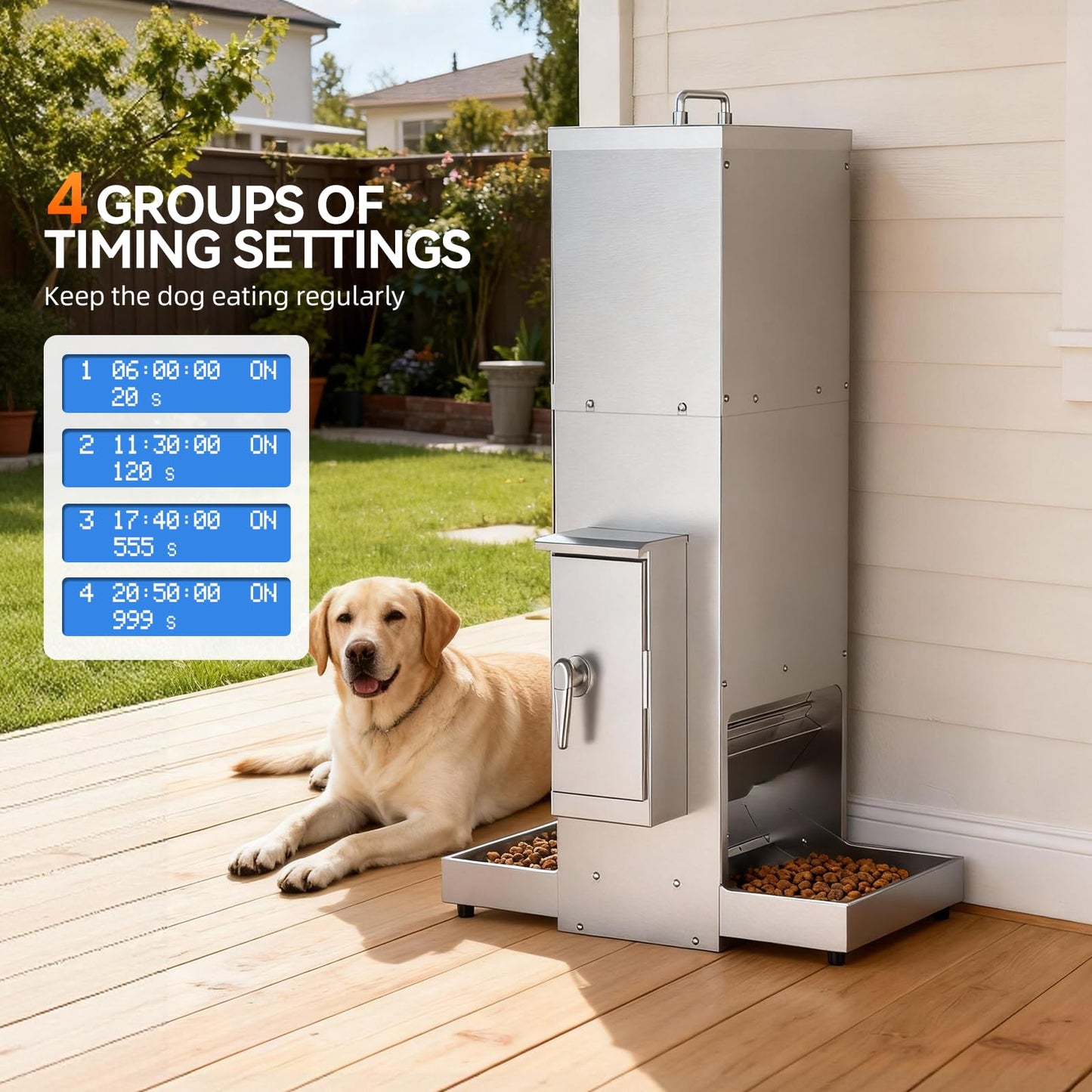Automatic Dog Feeder with Dual Stainless Steel Trays