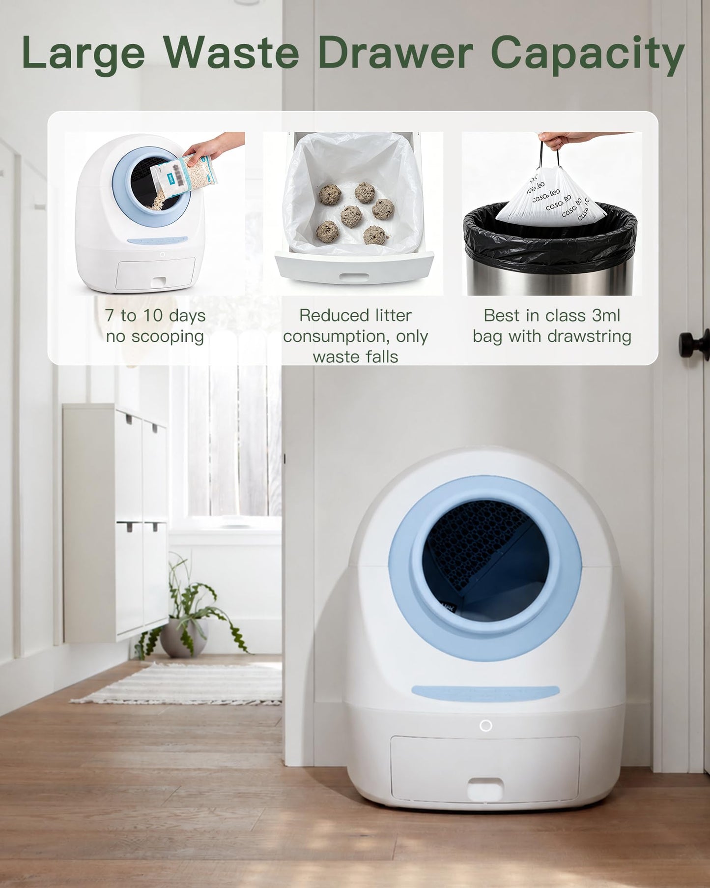 Self-Cleaning Litter Box with Odor Control and UV