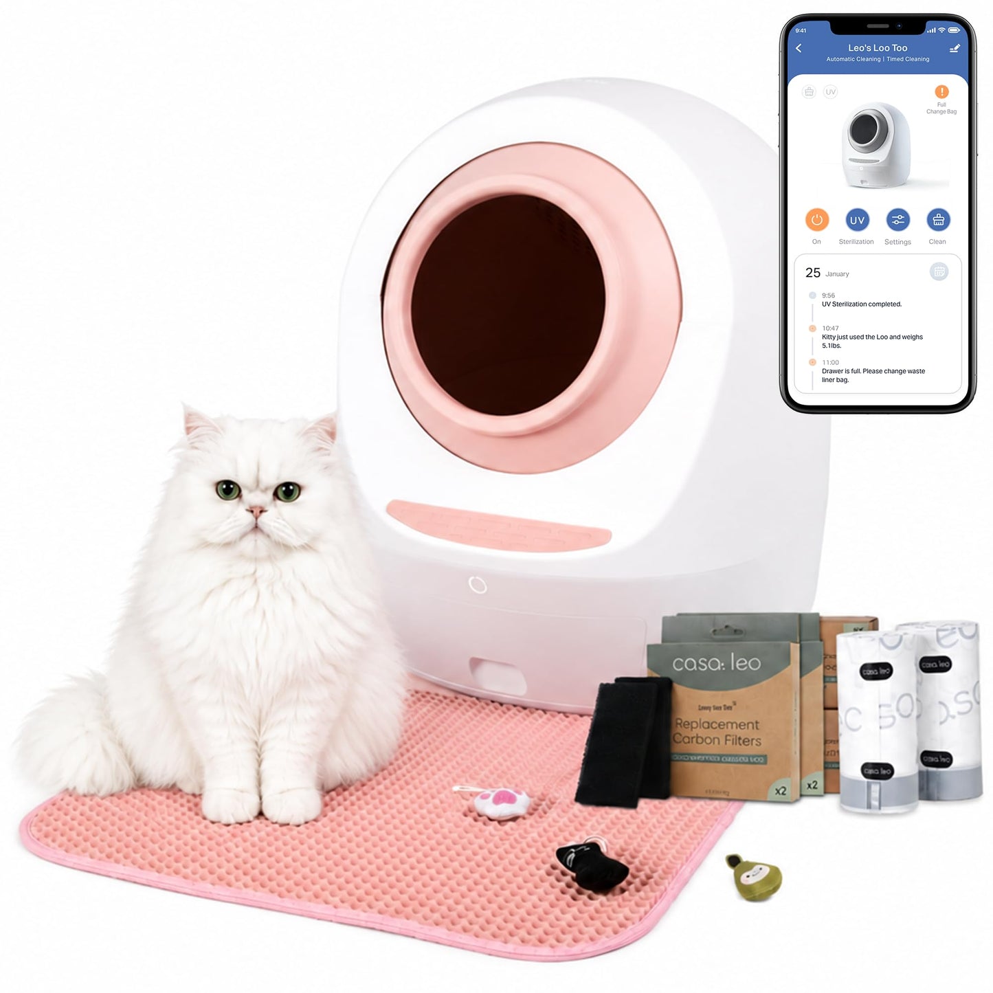 Self-Cleaning Litter Box with Odor Control and UV