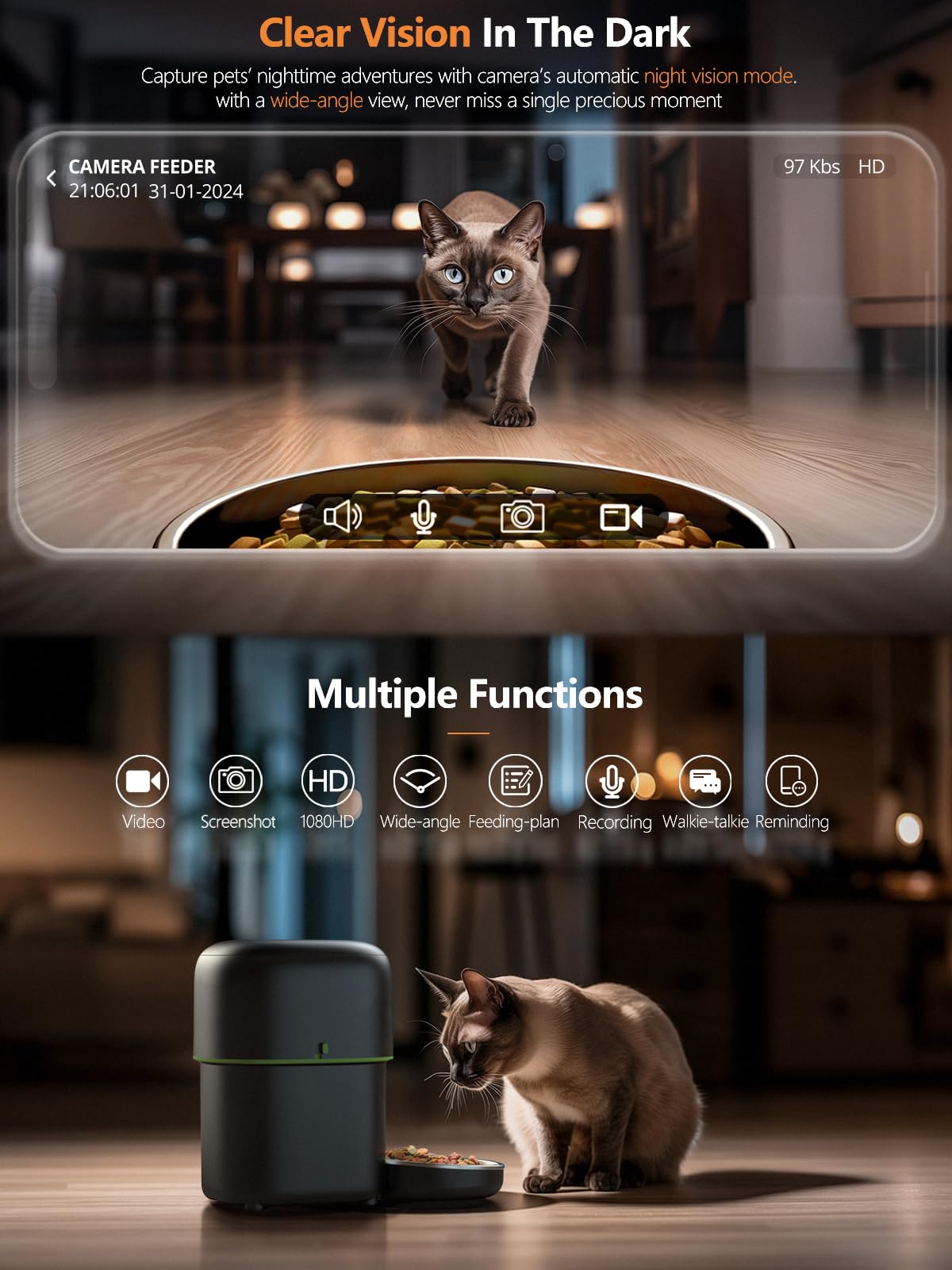 Automatic Pet Feeder with 180-Day Battery Life