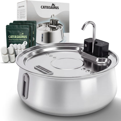 Stainless Steel Cat Water Fountain with Filtration