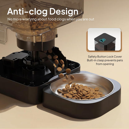 VOLUAS Automatic Cat Feeder, Timed Dry Food Dispenser for Cats & Dogs