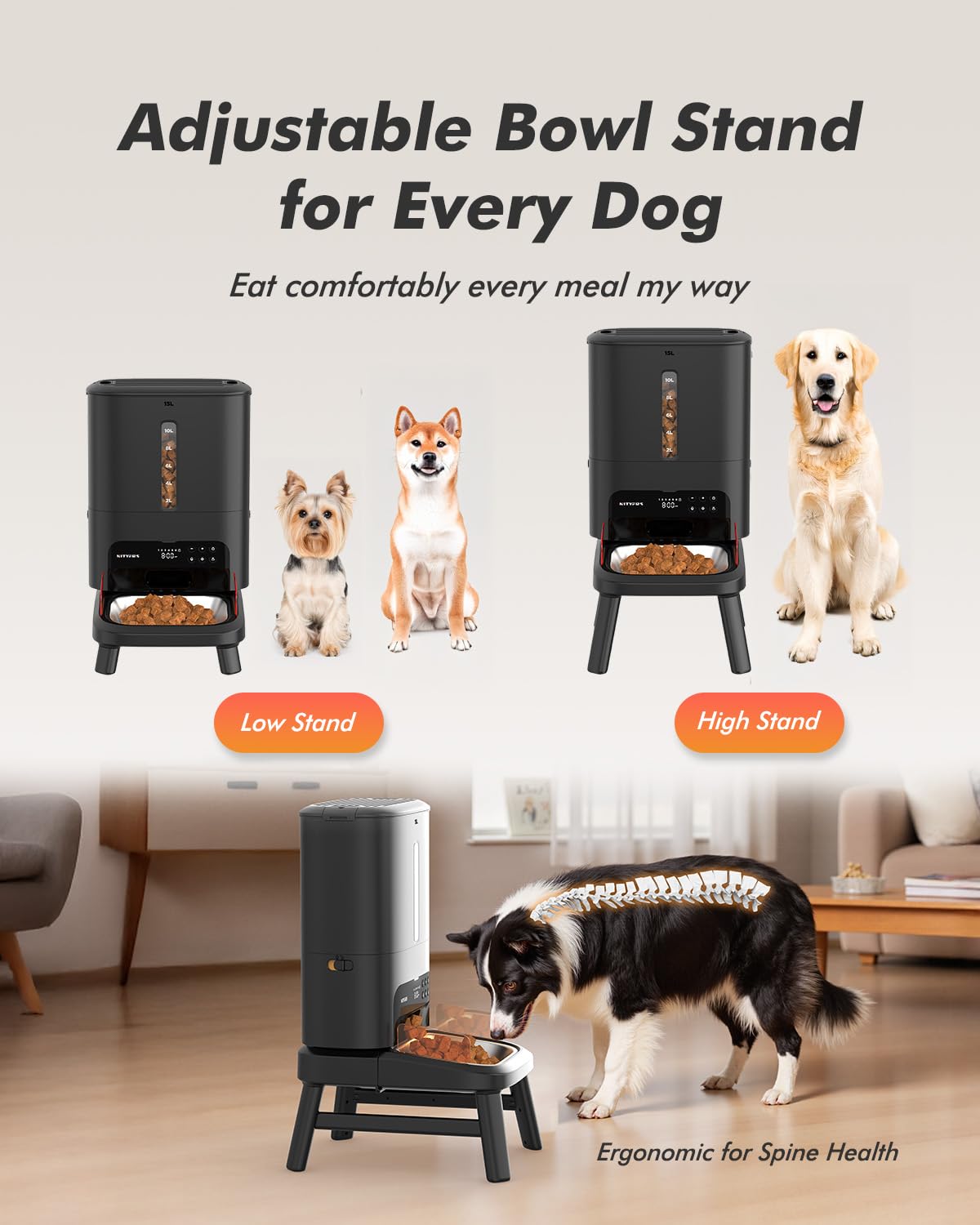 Automatic Dog Feeder with 15L Large Capacity