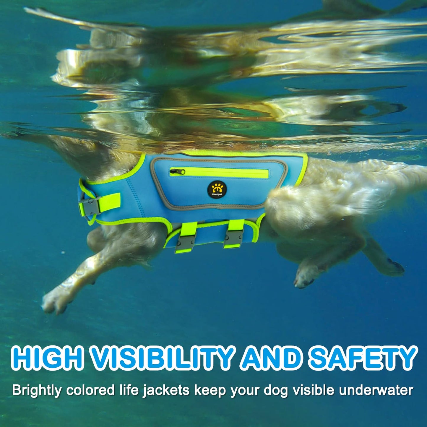 Dog Life Jacket with High Buoyancy and Visibility