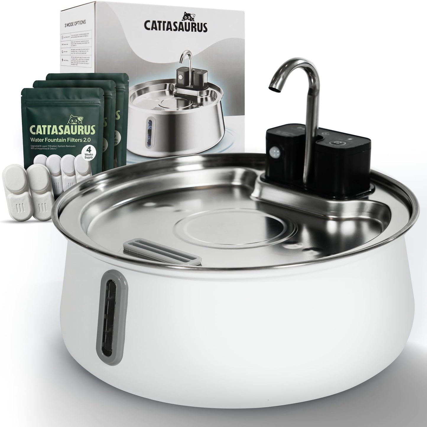 Stainless Steel Cat Water Fountain with Filtration