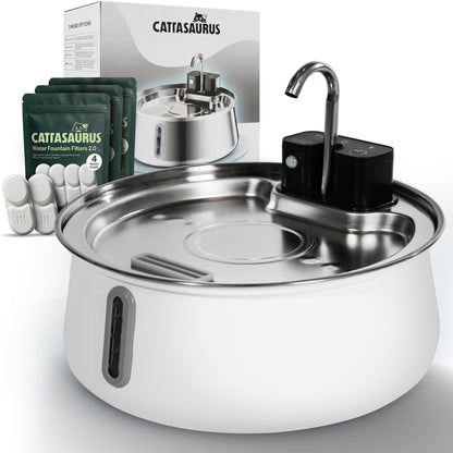 Stainless Steel Cat Water Fountain with Filtration