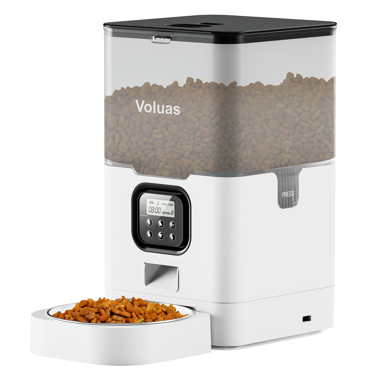 VOLUAS Automatic Cat Feeder, Timed Dry Food Dispenser for Cats & Dogs
