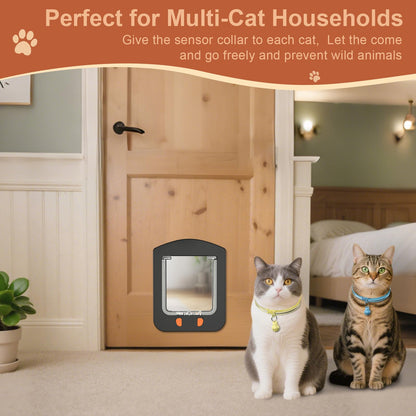 Cat Door with Magnetic Flap and 4-Way Locking