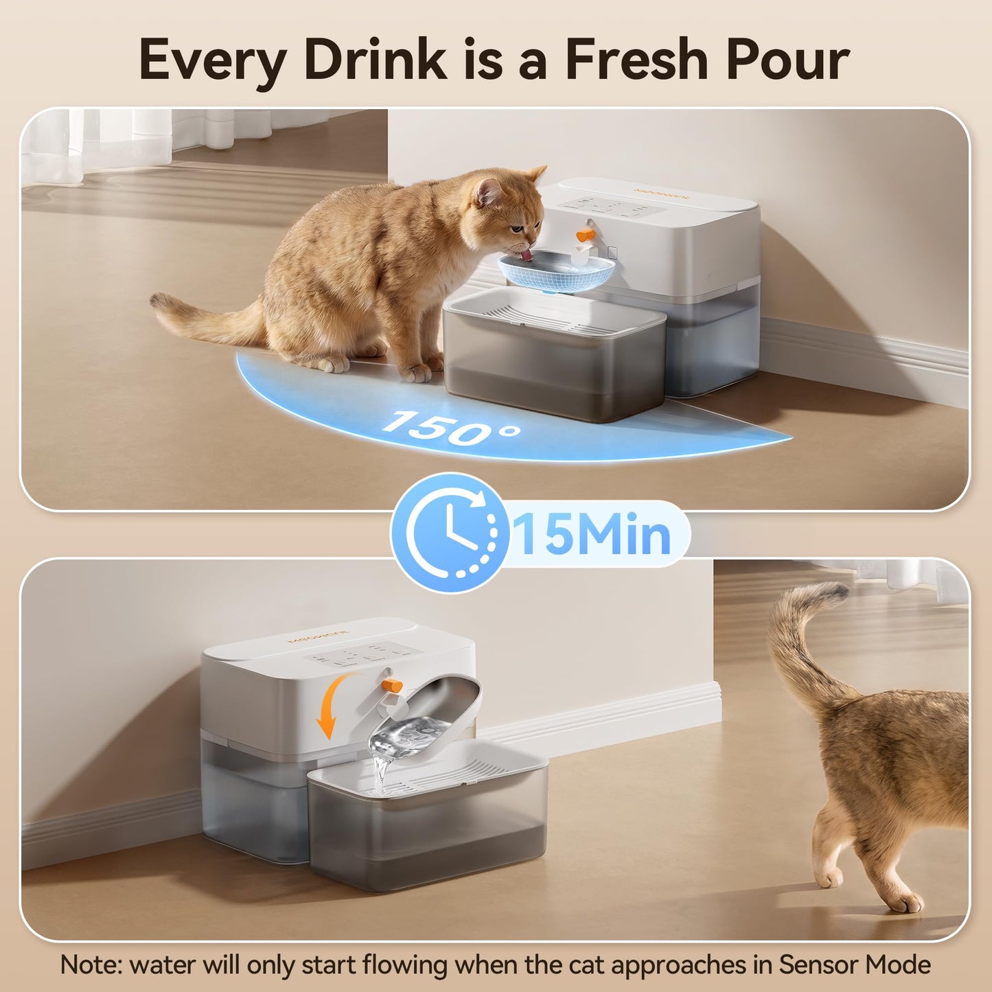 Cat Water Fountain with Wastewater Separation