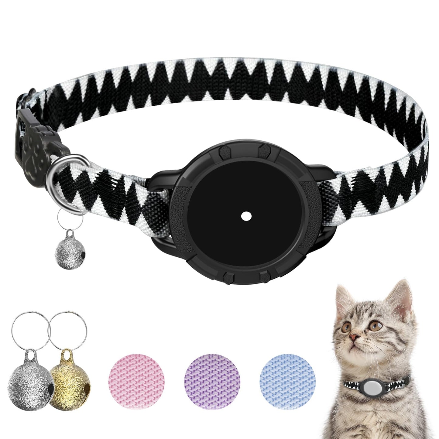 Cat Collar with Flexible Elastic Safety Band
