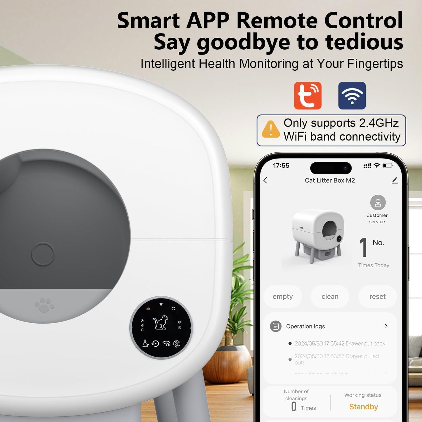 Self-Cleaning Litter Box with App Safety Control