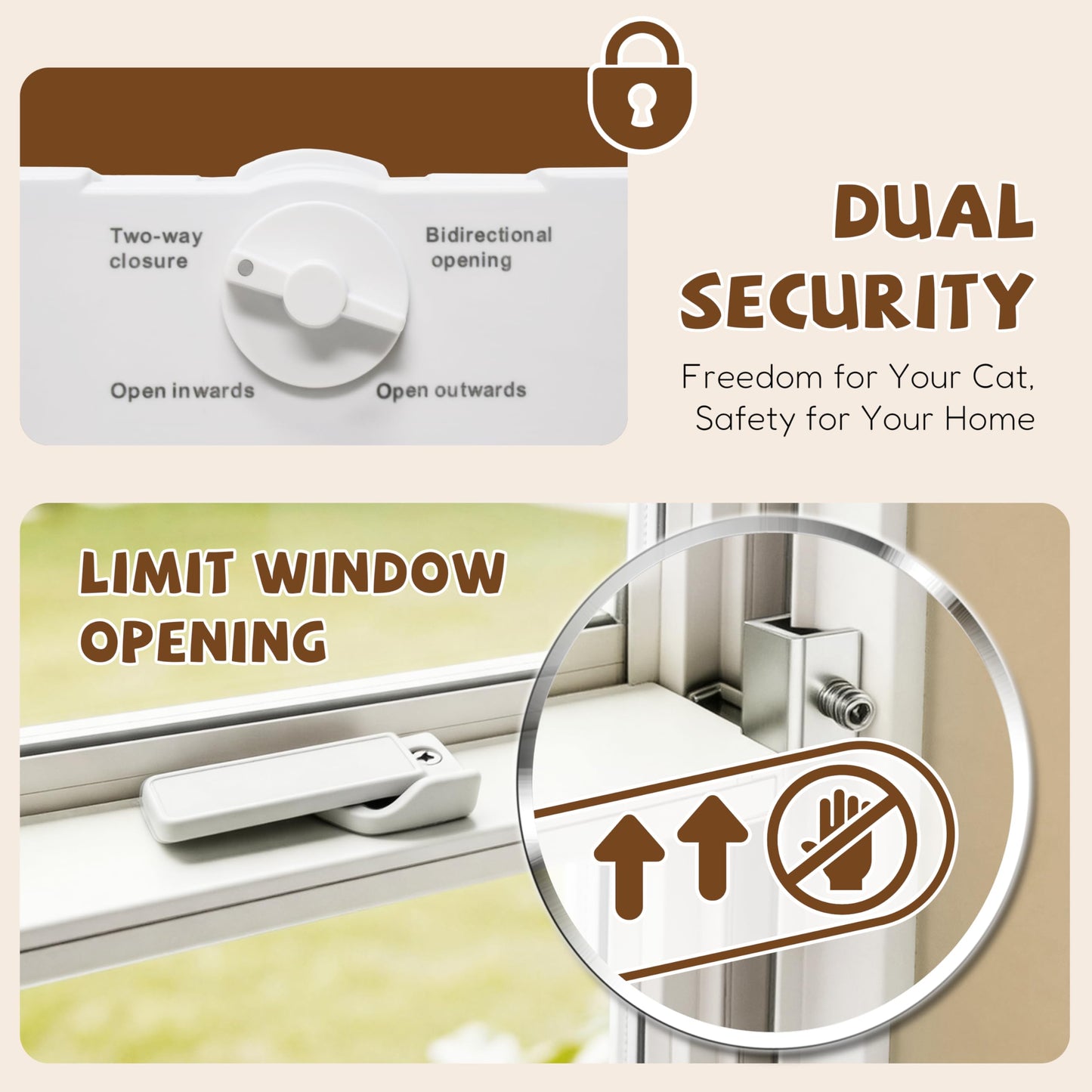 Cat Window Door with 4-Way Locking and Safety Lock