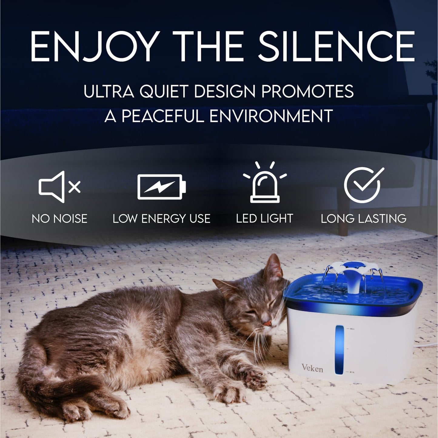 Pet Water Fountain with 2.8L Large Capacity
