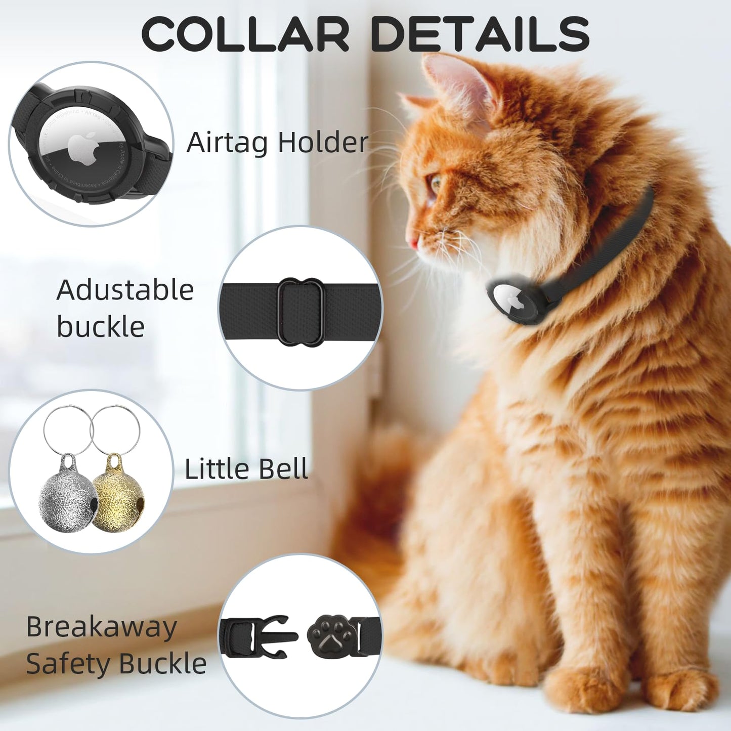Cat Collar with Flexible Elastic Safety Band