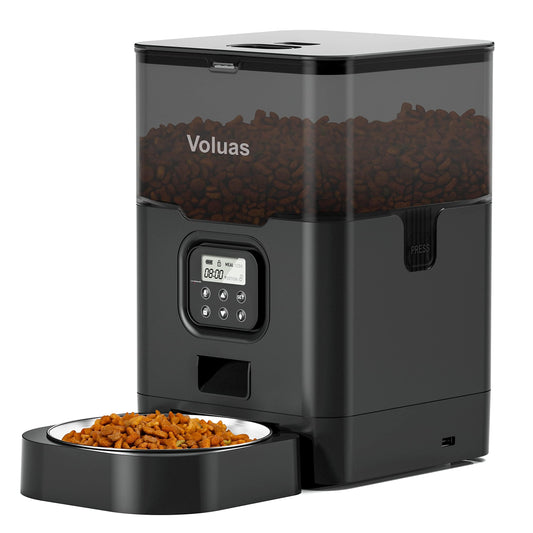 VOLUAS Automatic Cat Feeder, Timed Dry Food Dispenser for Cats & Dogs