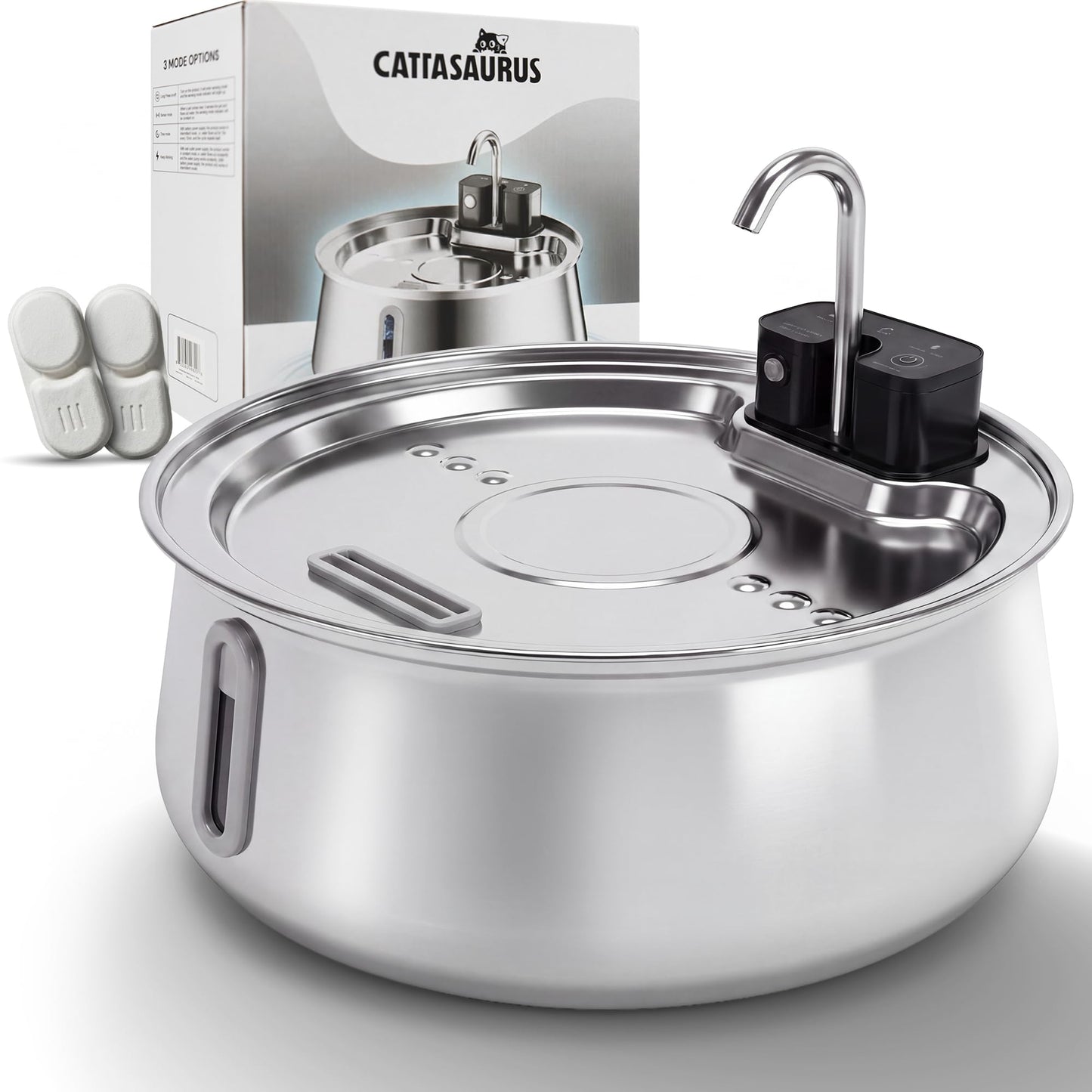 Stainless Steel Cat Water Fountain with Filtration