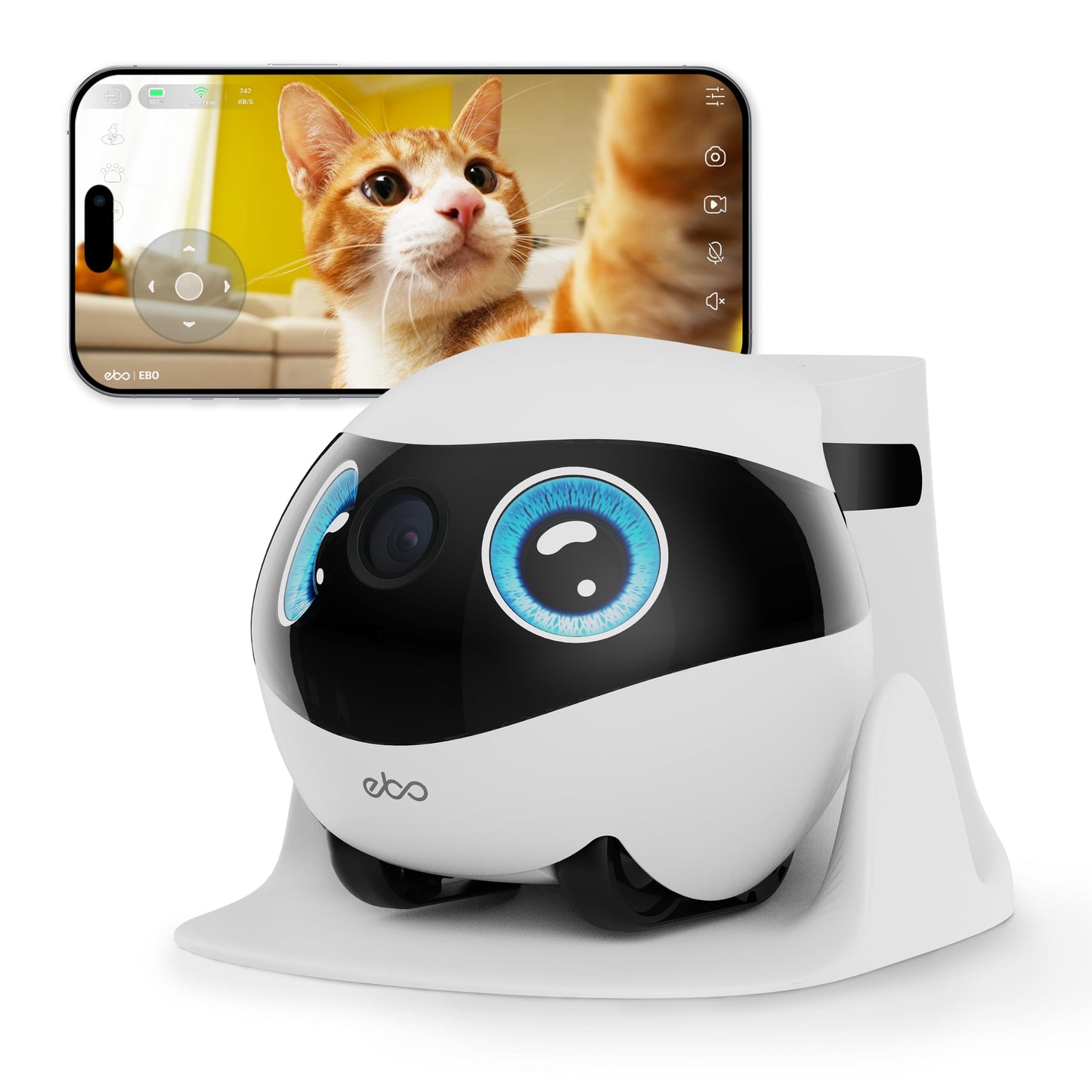2K Mobile Pet Camera with Smart Robot Companion