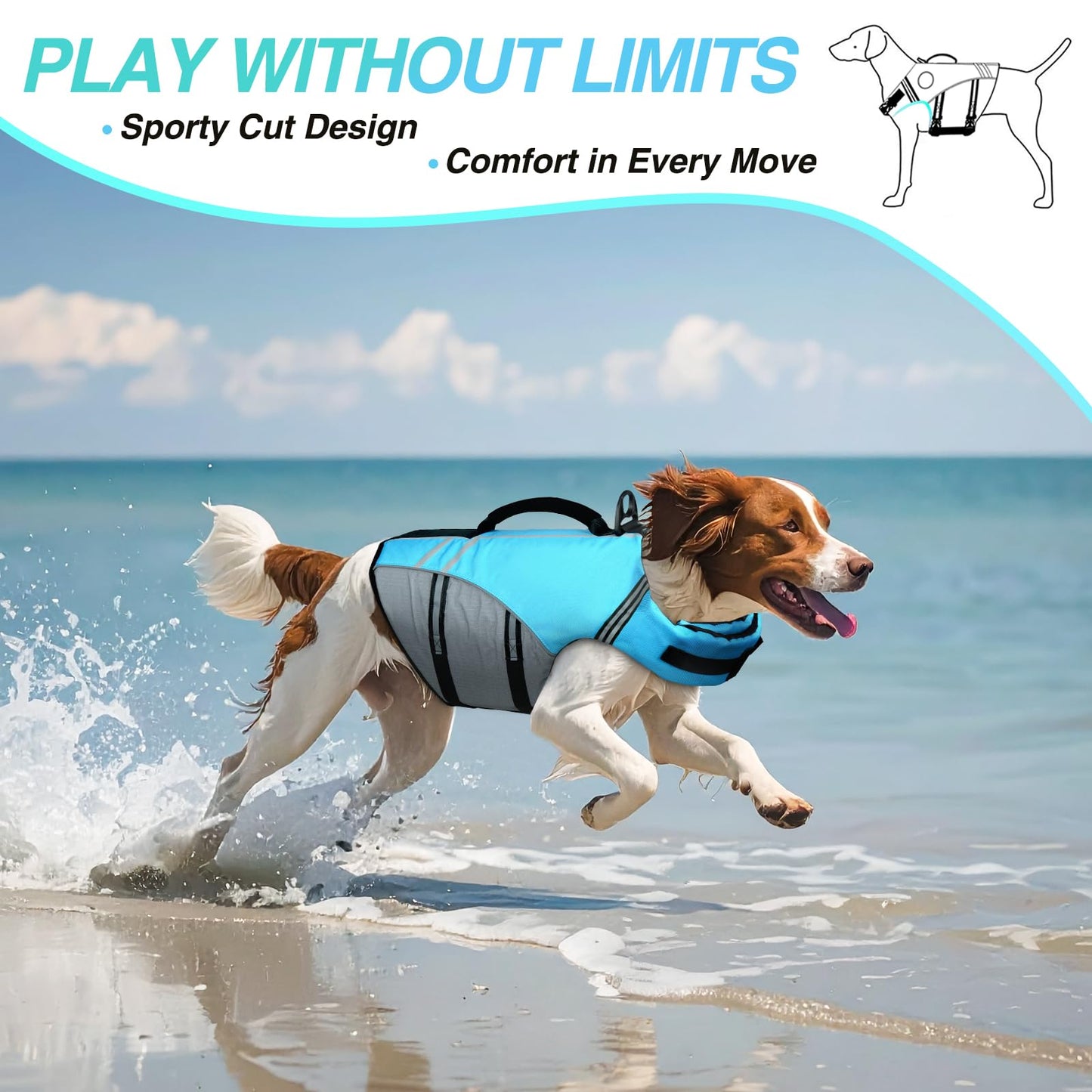 Dog Life Jacket with Sporty Lightweight Design