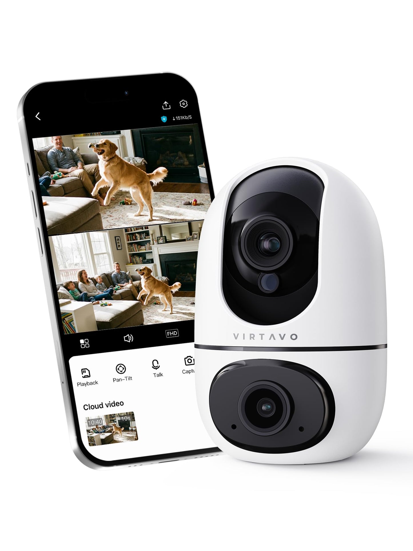 Dual-Lens Pet Camera with Smart Indoor Monitoring