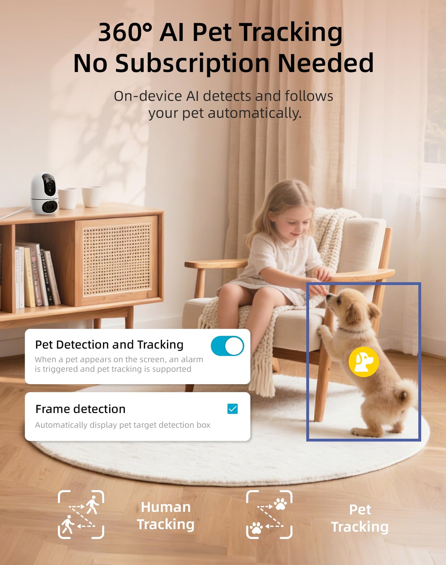 Dual-Lens Pet Camera with Smart Indoor Monitoring
