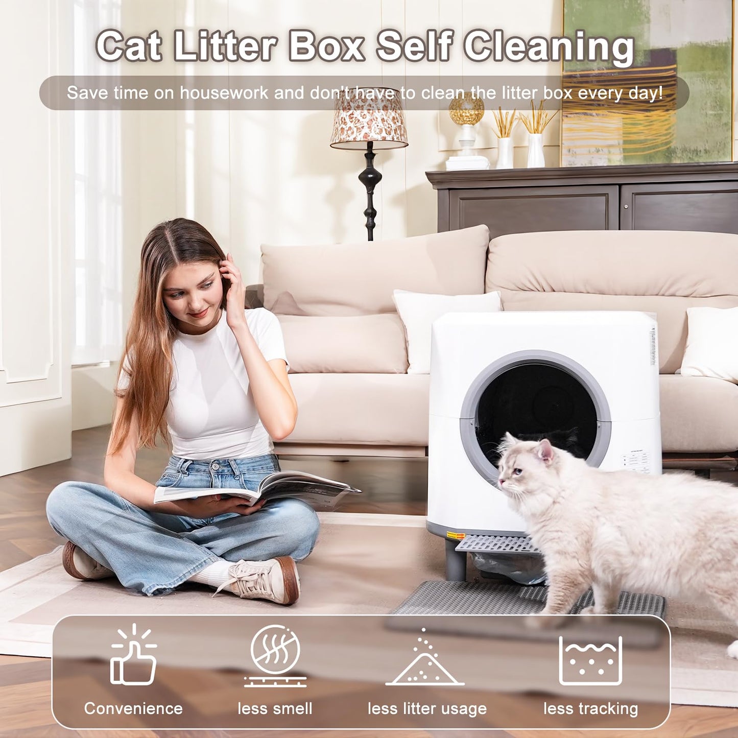Self-Cleaning Cat Litter Box with Smart Auto Cleaning