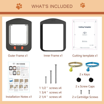 Cat Door with Magnetic Flap and 4-Way Locking