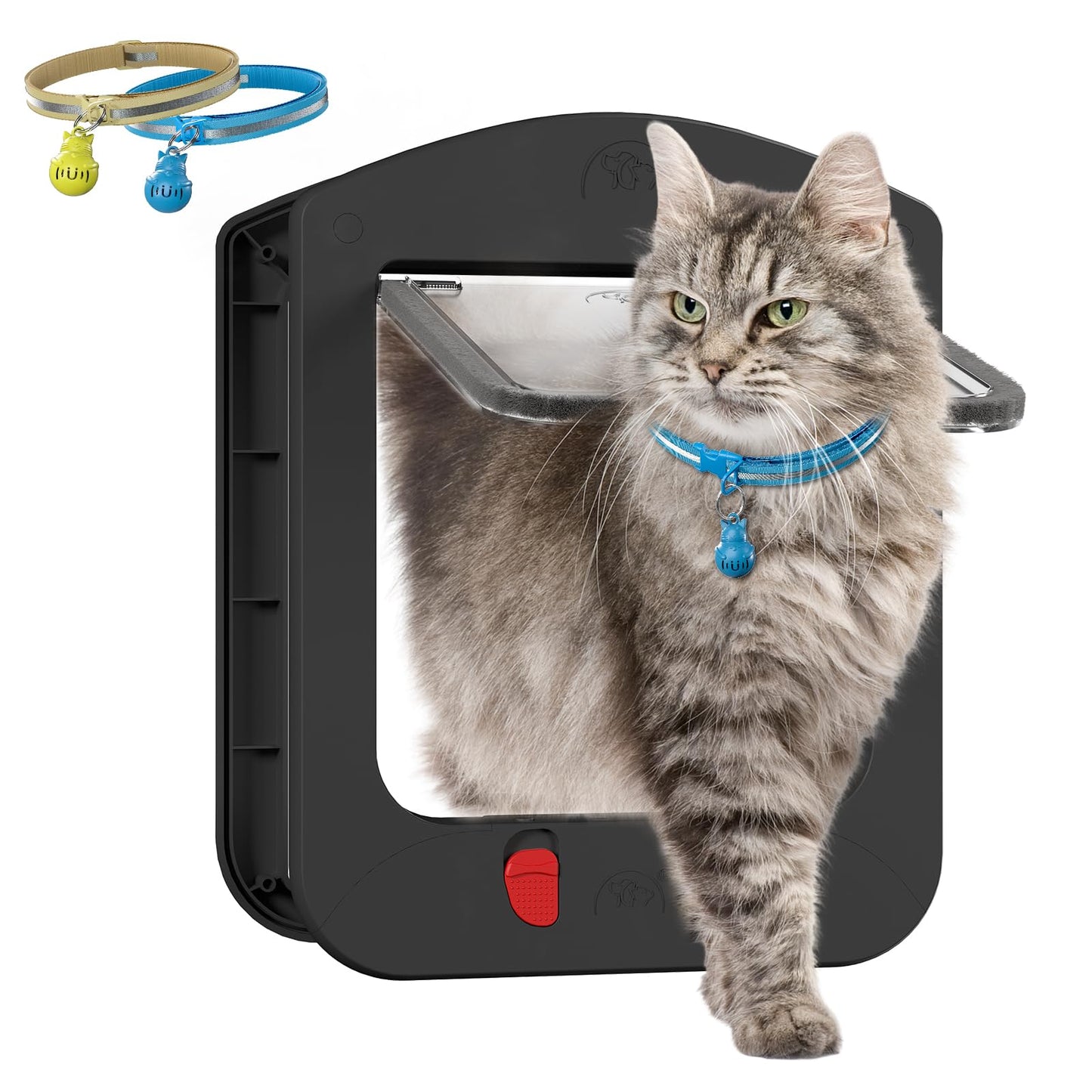 Cat Door with Magnetic Flap and 4-Way Locking