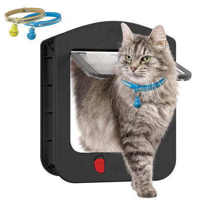 Cat Door with Magnetic Flap and 4-Way Locking